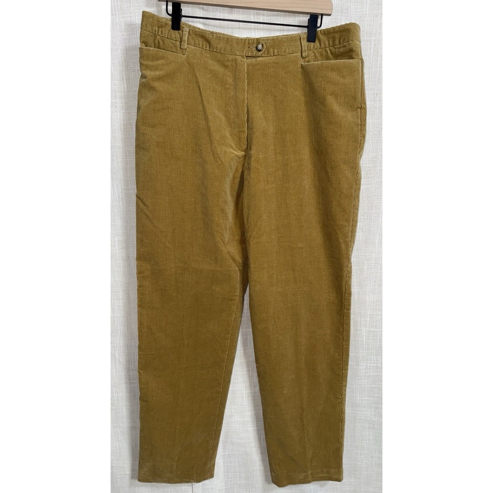 F by Faconnable Women's High Rise‎ Tan Corduroy Straight Pants Size 16 Cotton